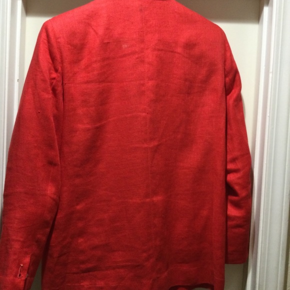 Liz Claiborne Vintage 100% ReD Linen Blazer with shoulder pads size 8 - Picture 7 of 9